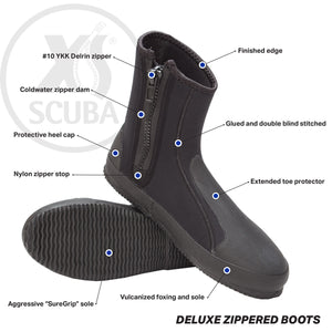 XS Scuba 5mm Deluxe Zipper Dive Boots